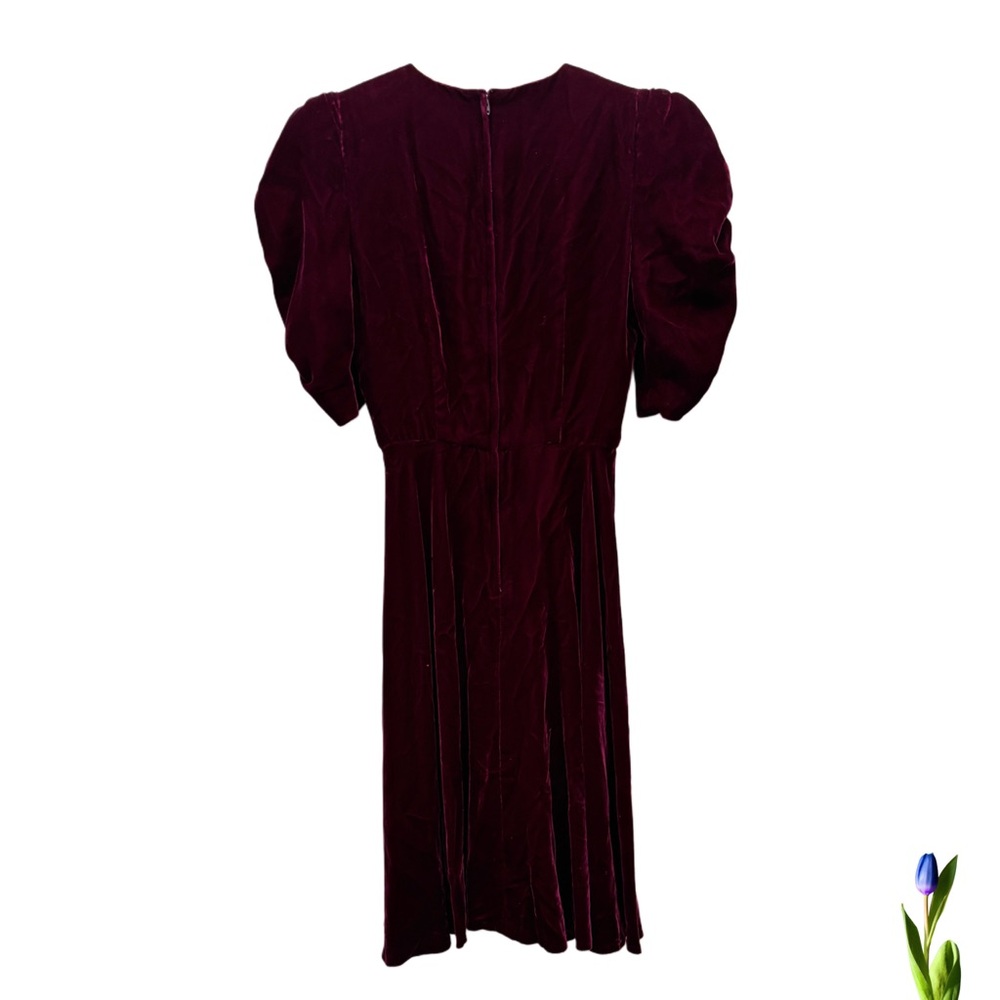 Vintage Burgundy Velvet Dress NUIT PETITES Union Made U.S.A. Size 6 - Picture 2 of 11